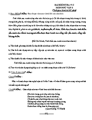 Bài kiểm tra học kỳ II môn Ngữ văn Lớp 8